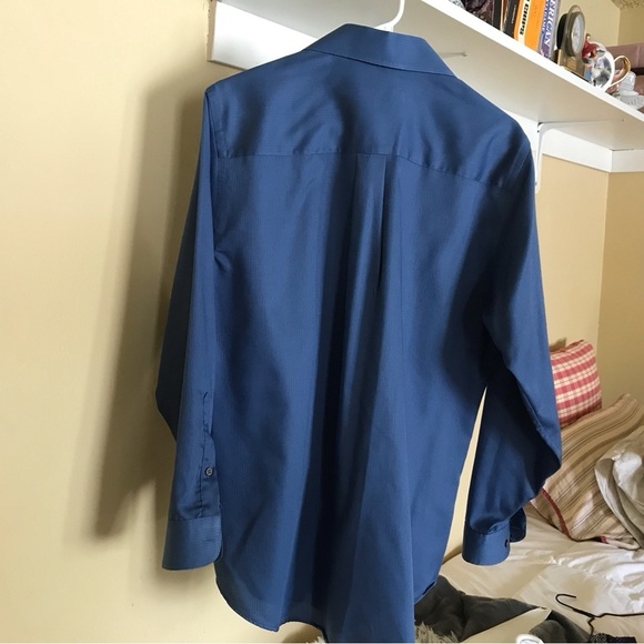 Geoffrey Beene Fitted NWOT Fitted MSzM Blue Collar/Cuffs Very Nice - Picture 2 of 6